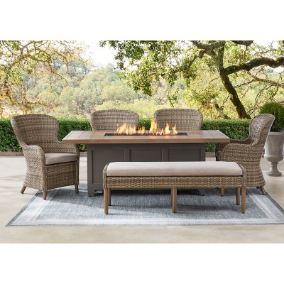 Member’s Mark Rosehill 6-Piece Dining Patio Set with Fire Pit