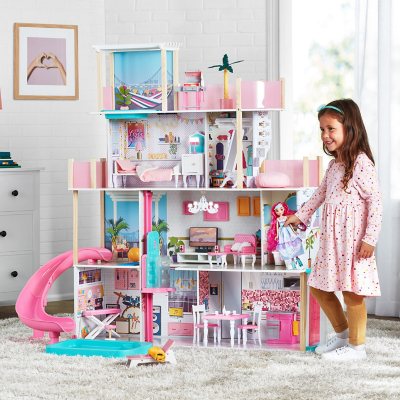 Wooden Doll House with Toys and Furniture Accessories with LED Light for  Ages 3 plus