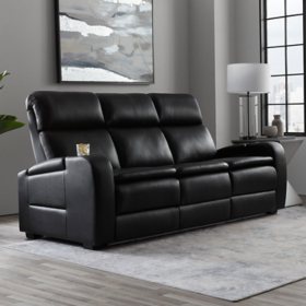 Member's Mark Maxwell Power Reclining Theater Sofa with Drop Table, Black