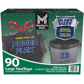 Member's Mark 39 Gallon Power Flex Drawstring Yard Trash Bags (90 ct.)