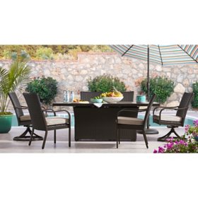 Member's Mark Heritage 7-Piece Fire Pit Patio Dining Set 		