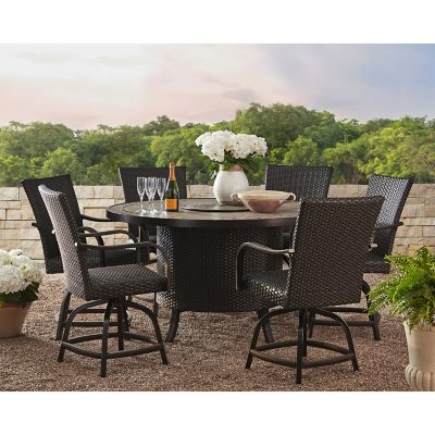 Round patio set with deals fire pit