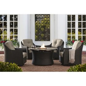 Member's Mark Heritage 5-Piece Fire Pit Chat Set with Sunbrella Fabric - Dove