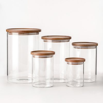 5-Pack Glass Canisters with Bamboo Lids, 3 Sizes for Pantry Storage