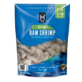 Member's Mark Farm Raised Large Raw Shrimp, Frozen, 31-40 ct. per pound, 3 lbs.