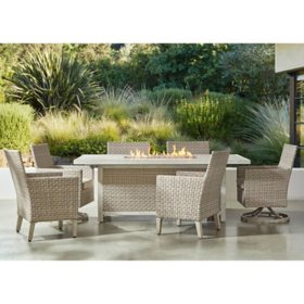Member's Mark Olympus Fire Dining Set with Sunbrella Fabric, 7pc