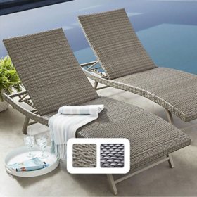 Member's Mark Padded Wicker Chaise Lounger, Set of 2