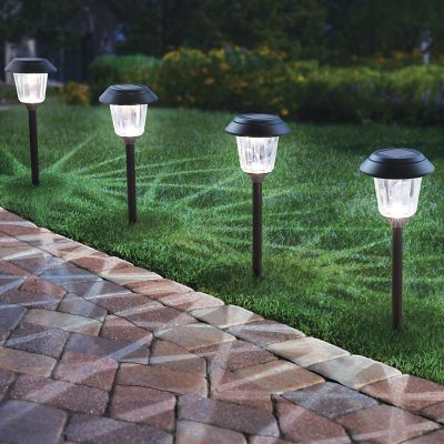 Member's Mark 4-Piece LED Solar Path Lights - Matte Black