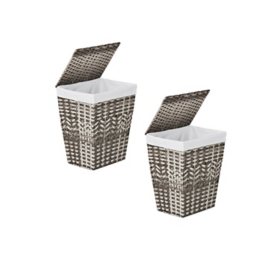 Member's Mark Handwoven Lidded Laundry Hamper with Canvas Liner, 19.5" W x 14.5" D x 23" H Set of 2,