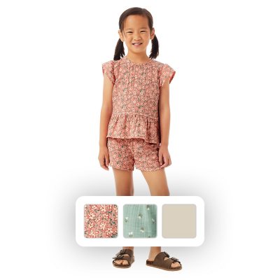 Buy Frogwill Little Girls 2 Pieces Playwear Set With Bow And Applique (24M, Floral) At