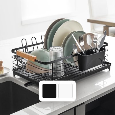 Member's Mark Modern Dishrack with Utensil Caddy and Glassware Holder (Black)