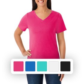  Womens Casual Print Short Sleeve Pocket Clothes T Shirt Top  Womens Short Sleeve Shirts Plain Hot Pink : Ropa, Zapatos y Joyería