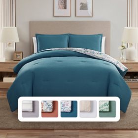 SAM Queen Comforter Set (Blue, White & Grey)