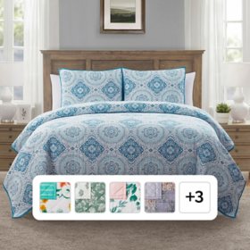 Member's Mark 3-Piece Printed Quilt Set, Assorted Colors and Sizes