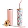 Pink & Flowers, variant on Member's Mark 24-oz Stainless Steel Insulated Tumblers With Wood Lids And Stainless Steel Straws, Assorted Colors 2 pk.