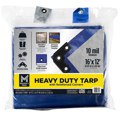 Member's Mark Commercial Tarp with Reinforced Corners, Blue/Gray 16' x