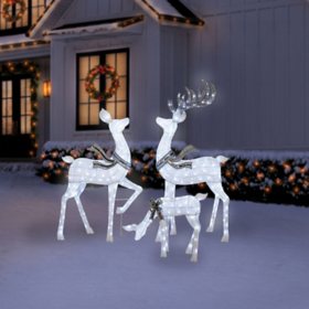 Member's Mark Pre-Lit Animated Iced Deer Family, 3 pc.