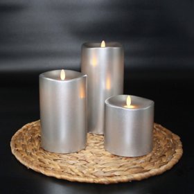 Member's Mark Moving Flame LED Wax Candles, 3 pc., Assorted Colors