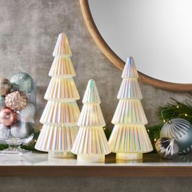 Member's Mark Pre-Lit Iridescent Glass Trees, Set of 3