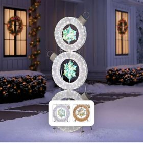 Member’s Mark 6' Pre-Lit Stacked Ornament Décor, Assorted Colors