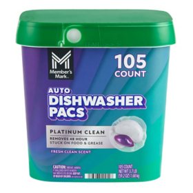 Member's Mark Platinum Clean Automatic Dishwasher Pacs, Fresh Clean, 105 ct.