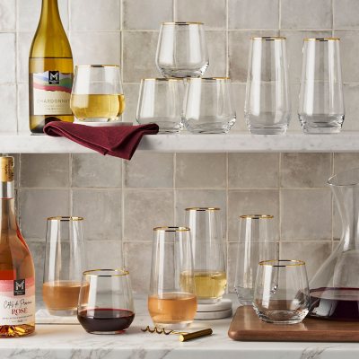 Member’s Mark 12-Piece Modern Gold Rim Crystal Drinkware Set