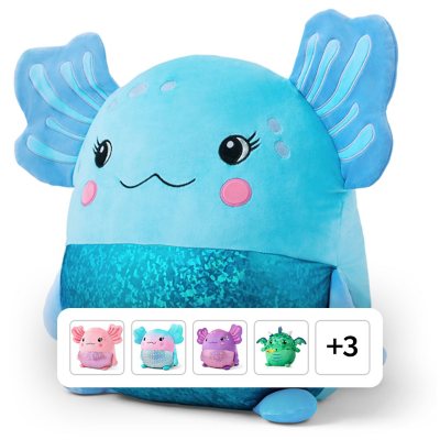 Member's Mark 20" Secret Pocket Squishy Plush:- Solid Purple Axolotl