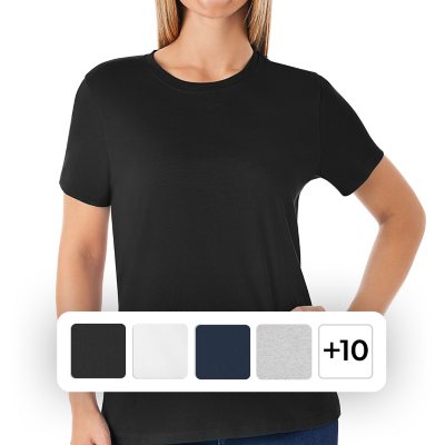 Members Mark Women's Essential Short Sleeve Crewneck Tee - Black, L:- L, Black