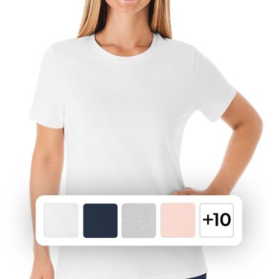 Members Mark Women's Essential Short Sleeve Crewneck Tee - White, L:- L, White