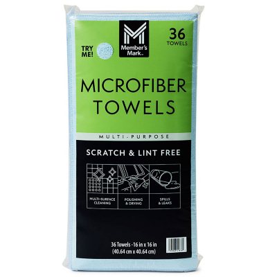 Member's Mark Microfiber Towels, 16" x 16", 36 ct., Choose Color