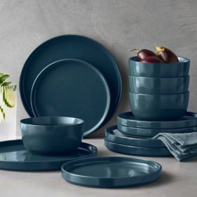 Member's Mark 12-Piece Modern Stoneware Dinnerware Set (Assorted Colors)