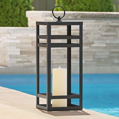 Becki Owens 28" Black Lantern with Flameless Pillar Candle