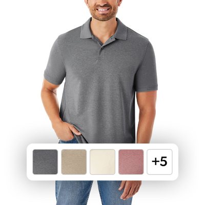 Member's Mark Men's Stretch Pique Polo Charcoal XS:- Charcoal, XS