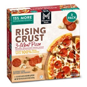 Member's Mark Rising Crust Three Meat Pizza, Frozen, 3 pk.