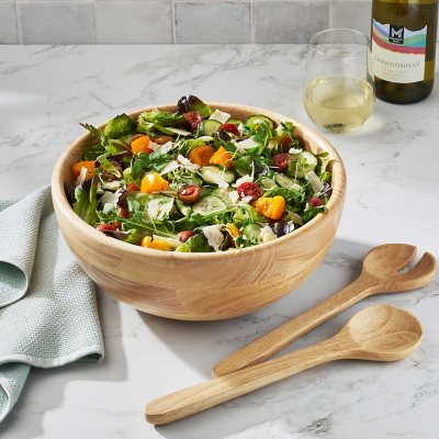 Member's Mark Rubber Wood Salad Bowl with Servers - Sam's Club
