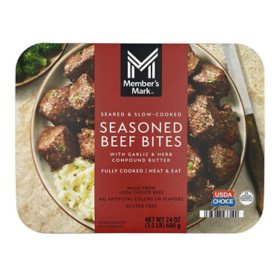 Member's Mark Seasoned Angus Beef Bites with Garlic and Herb Compound Butter, 1.5 lbs.