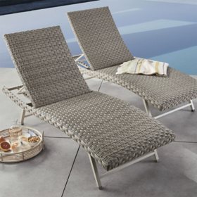 Member's Mark Olympus Padded Wicker Chaise Lounger, Set of 2