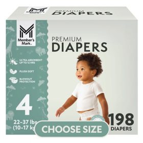 Member's Mark Premium Baby Diapers, Sizes: Newborn - 8
