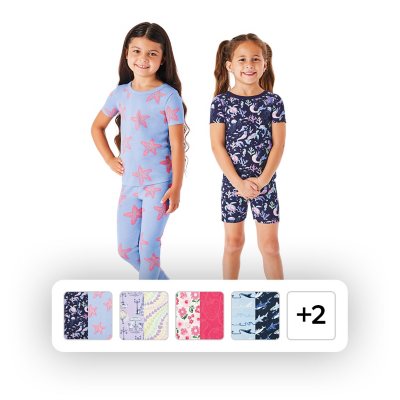 Member's Mark Girls 4-Piece Organic Cotton Pajamas Blue Multi 2T:- Blue Multi, 2T
