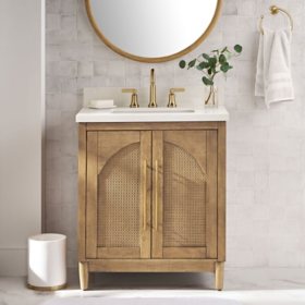 Member's Mark Enzo Collection 30" Bathroom Vanity with Rattan Cabinet Doors, Natural Finish