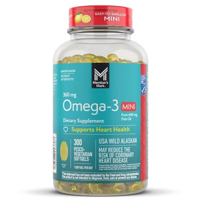 Member's Mark 360mg Omega-3 from Fish Oil MINI Softgels, 300 ct. - Sam ...