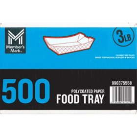 Members Mark Heavy Duty Paper Food Trays, 3lbs., 500ct.