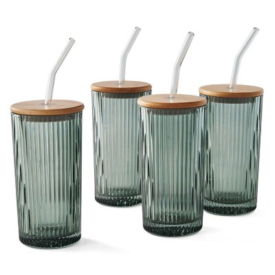 Member's Mark 4-Pack Glass Tumblers with Beech Wood Lids - Sam's Club