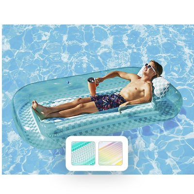 Member's Mark Sun Tub Tanning Lounge Pool Float with Pillow and Cup Holder:- Rainbow Ombre