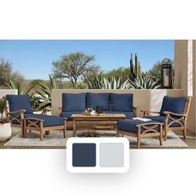 Member's Mark Catalina Teak Set with Sunbrella Fabric, 6pc