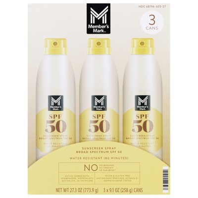 Member's Mark Sunscreen Spray, SPF 50, 9.1 oz., 3 pk. - Sam's Club