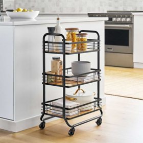Member's Mark 3-Tier Rolling Bar Cart, 19.25" W X 13.5" D X 31.5" H