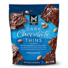 Member's Mark Dark Chocolate Thins with Almonds & Sea Salt, 20 oz.