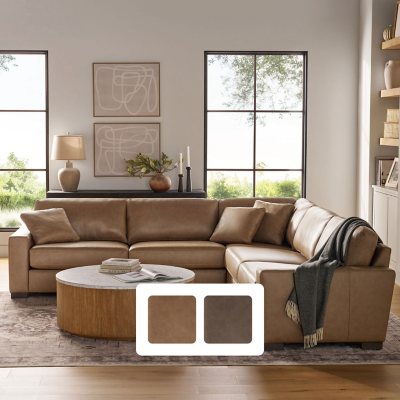 Member's Mark Harrison Leather Sectional:- Sand