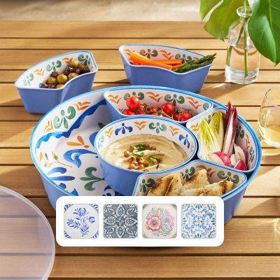 Member's Mark Bamboo Melamine 6-Section Serving Platter with Lazy Susan Base and Storage Lid - Sam's Club